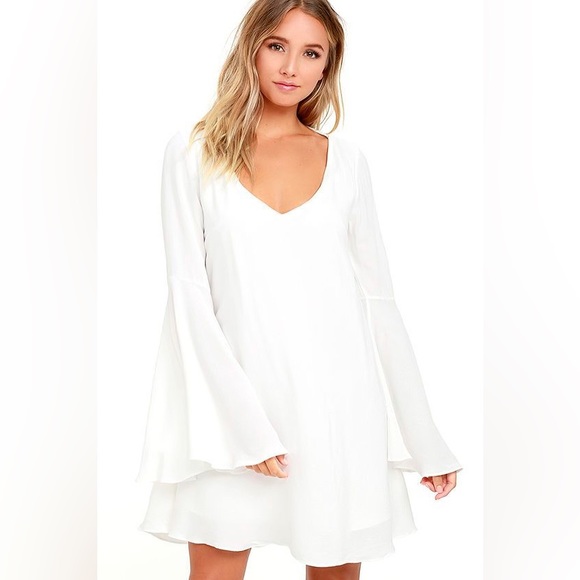 Lulus Guest of Honor White Flounce Dress - Picture 1 of 4